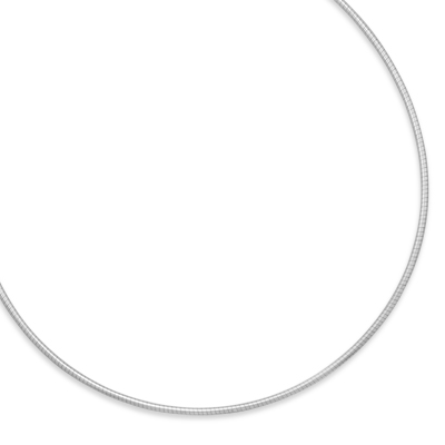 16" Rhodium Plated Round 2mm Omega Necklace