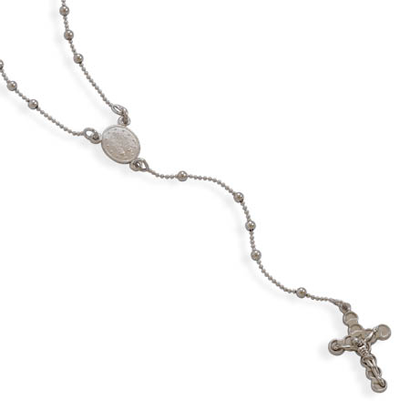 24\" Rhodium Plated Rosary