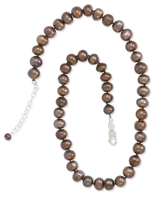 18\" + 2\" Extension Chocolate Cultured Freshwater Pearl Knotted Necklace