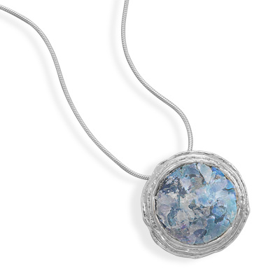 16\" Textured Edge Ancient Roman Glass Necklace