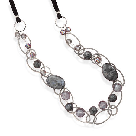 Double Strand Labradorite and Crystal Necklace