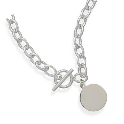 17\" Toggle Necklace with 21mm Round Tag