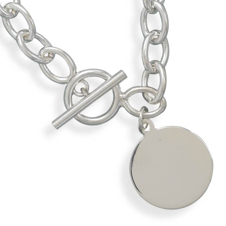 7\" Toggle Bracelet with 21mm Round Tag on Ring