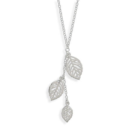 16.5\" Necklace with Three Leaf Drop