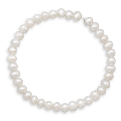 5.5\" White Cultured Freshwater Pearl Stretch Bracelet