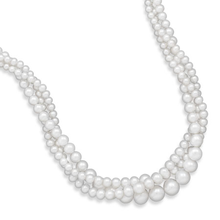 17\" Triple Strand Graduated Freshwater Pearl Necklace