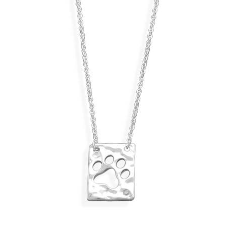 16\" Necklace with Paw Print Cut Out Pendant