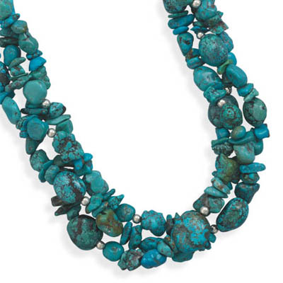 17"+2" Multistrand Turquoise Necklace