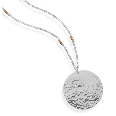 30\" Sterling Silver Necklace with Hammered Pendant