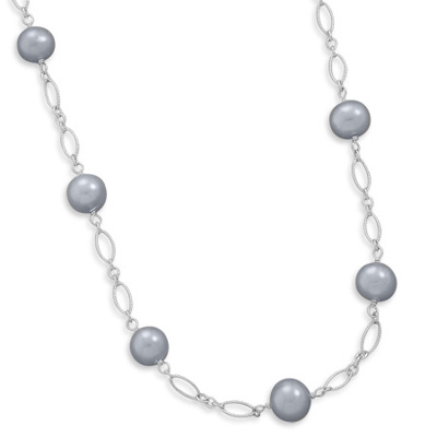 16"+1.5" Silver Cultured Freshwater Pearl Necklace