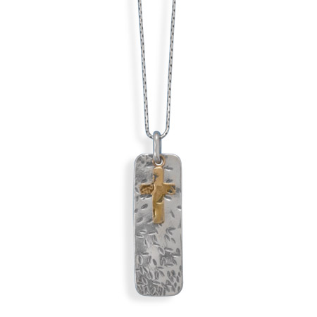 18\" Necklace with Brass Cross Pendant