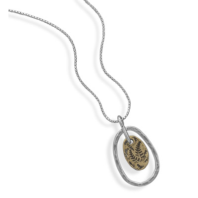 18\" Silver Necklace with Fern Design Pendant