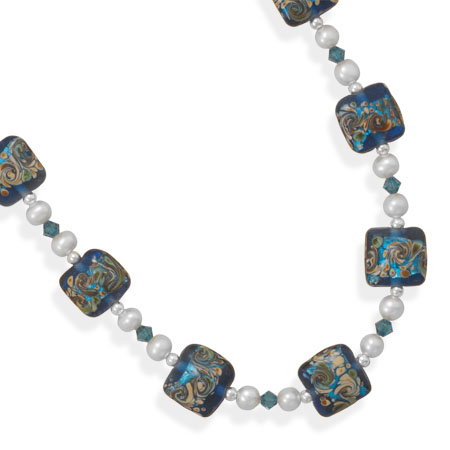 17\"+2\" Multicolor Glass Bead Necklace
