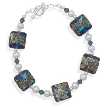 7.75\" Multicolor Glass Bead Toggle Bracelet