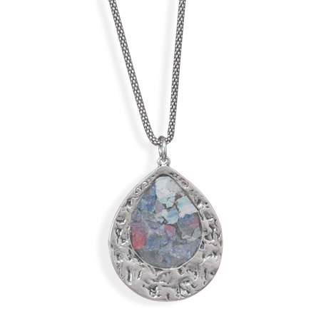17\" Oxidized Roman Glass Necklace