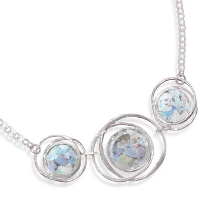 17\" Abstract Circle Roman Glass Necklace