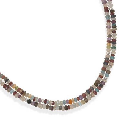 16\"+2\" Double Strand Faceted Gemstone Necklace