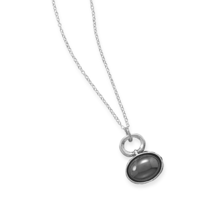 18\" Necklace with Hematite Drop