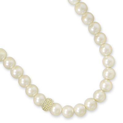 17.5\" Yellow Glass Pearl and Crystal Necklace