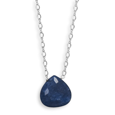 16.5"+2" Blue Jade Drop Necklace