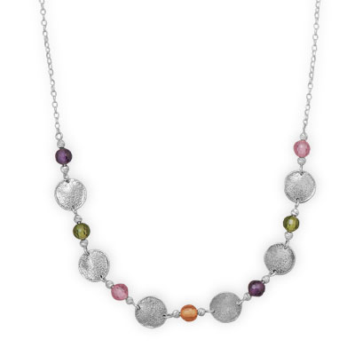 18\" Necklace with Multicolor Glass Beads and Discs