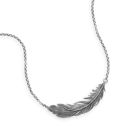 16\" + 2\" Oxidized Feather Necklace