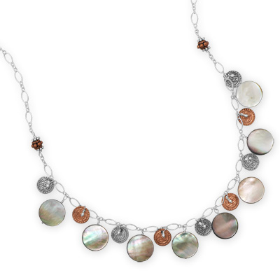 16\"+1\" Two Tone Shell Necklace