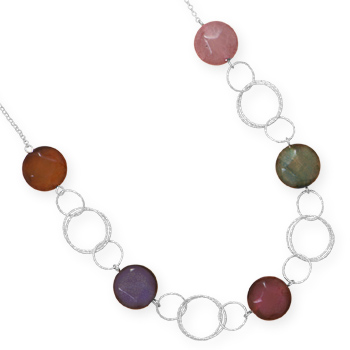 16\" Diamond Cut Necklace with Colorful Agate