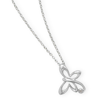 18\" Butterfly Necklace with Diamond Accent