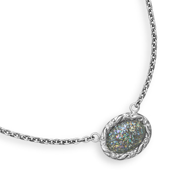 18\" Oval Roman Glass Necklace