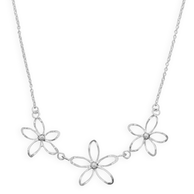 18\" Diamond Cut Flower Necklace