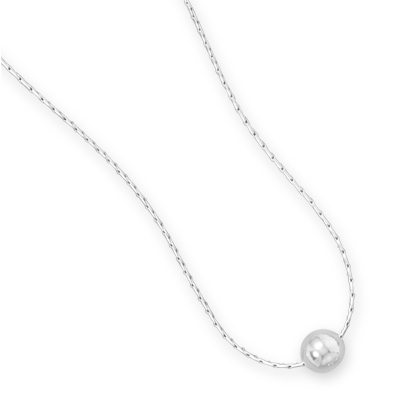 16\" Rhodium Plated Necklace with Polished Bead