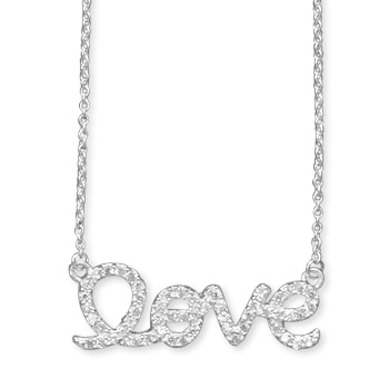 16" CZ "love" Necklace