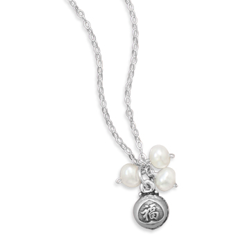16\" + 1\" \"Blessed\" Cultured Freshwater Pearl Charm Necklace