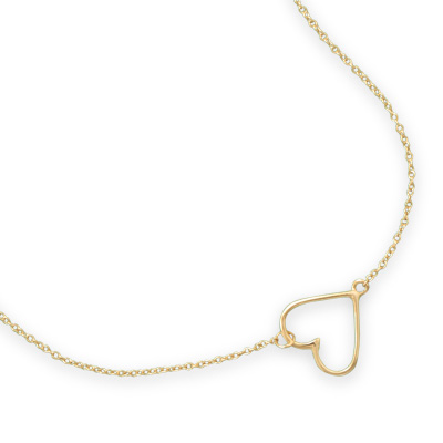 16" + 2" 14 Karat Gold Plated Sideways Heart Necklace