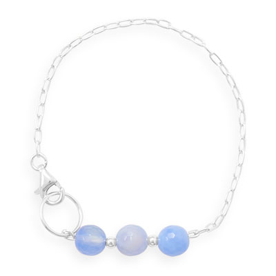 7\" Handmade Faceted Blue Quartz Bracelet