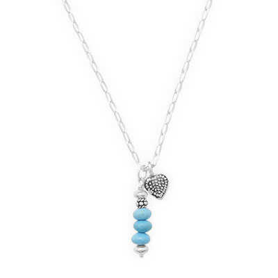 16\" Handmade Necklace with Turquoise Totem and Heart Charm