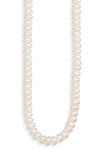 16\" 6mm White Cultured Freshwater Button Pearl Necklace