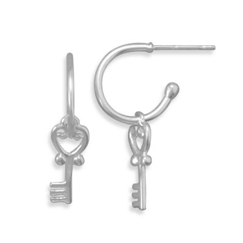 3/4 Hoop Earrings with Key Charm