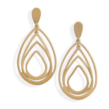 14 Karat Gold Plated Pear Shape Drop Earrings