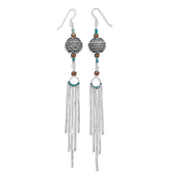 5\" Chain Drop Earrings with Bali and Glass Beads