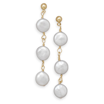 14/20 Gold Filled Cultured Freshwater Coin Pearl Earrings