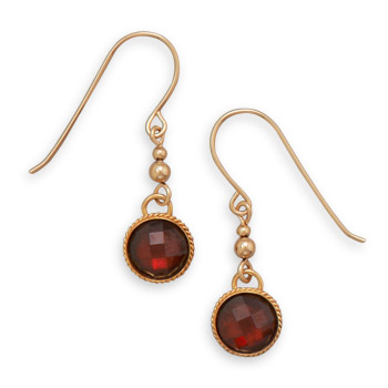 12/20 Gold Filled Red Glass Drop Earrings