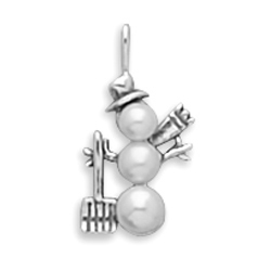 Cultured Freshwater Pearl Snowman Charm