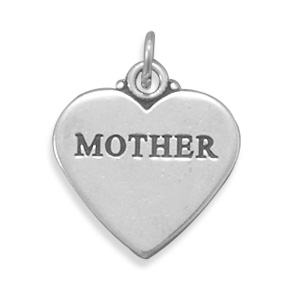 Oxidized \"MOTHER\" Heart Charm