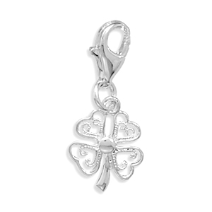 Filigree Four Leaf Clover Charm with Lobster Clasp