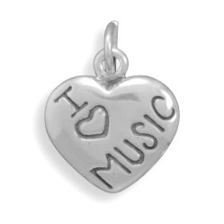 Oxidized \"I Love Music\" Heart Charm