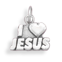 Oxidized \"I Love Jesus\" Charm