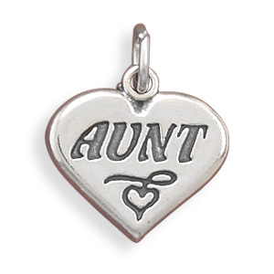 Oxidized Heart Charm with \"Aunt\"