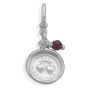 For Ever Hearts Charm with Garnet Bead